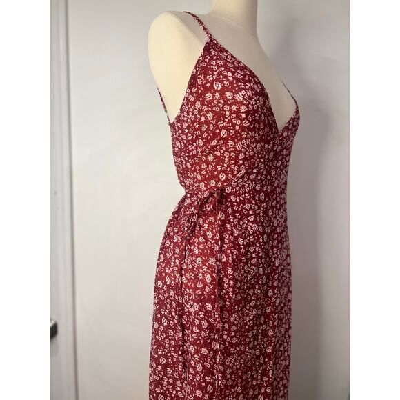 Womens Romantic Wrap Floral Cami Dress Red Spring Vacation Summer Small/Medium - Picture 4 of 9
